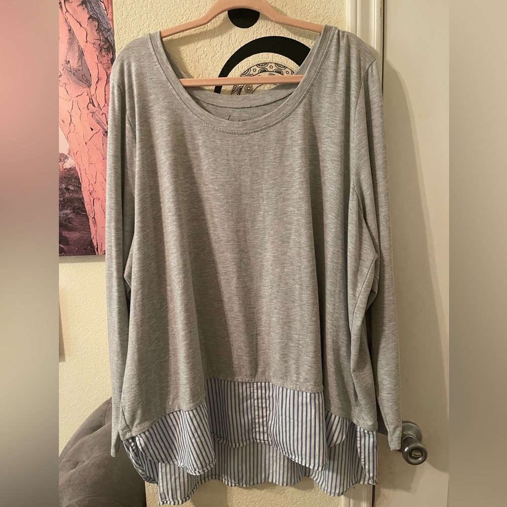 Lane Bryant Plus Size Womens Gray/blue Long Sleeve Top size 26/28 pre-owned